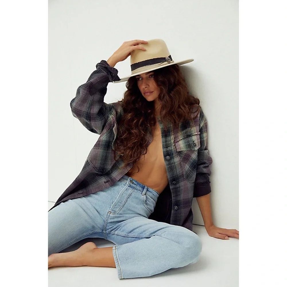 Free People Anneli Plaid Shirt Jacket